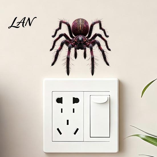 Removable PVC Decal Halloween Spider Decorative Sticker for Car, Broken Hole Effect Dog Cat Owl Self-Adhesive Sticker, Waterproof Holiday Party