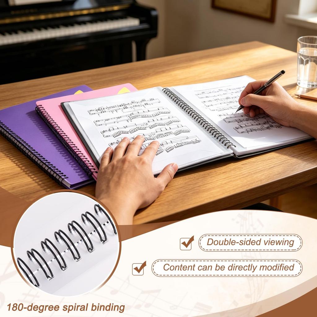 uxcell Sheet Music File, Writable, A4 Size, 20 Sheets40 Sides, for Wind Ensembles, Accompaniment, Paper Documents, Music Holder, Morandi Green
