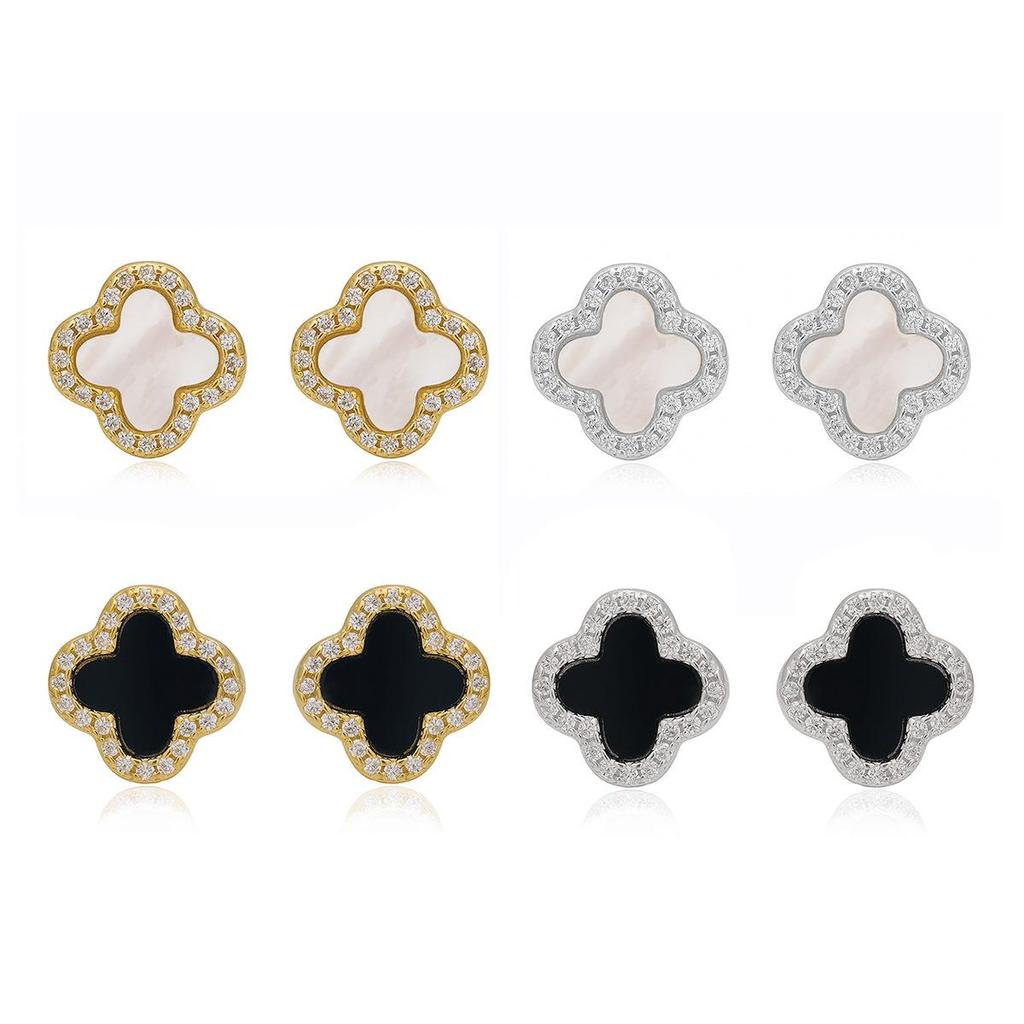 S925 Sterling Silver Four-Leaf Clover Stud Earrings: Luxurious, Versatile Design for Women