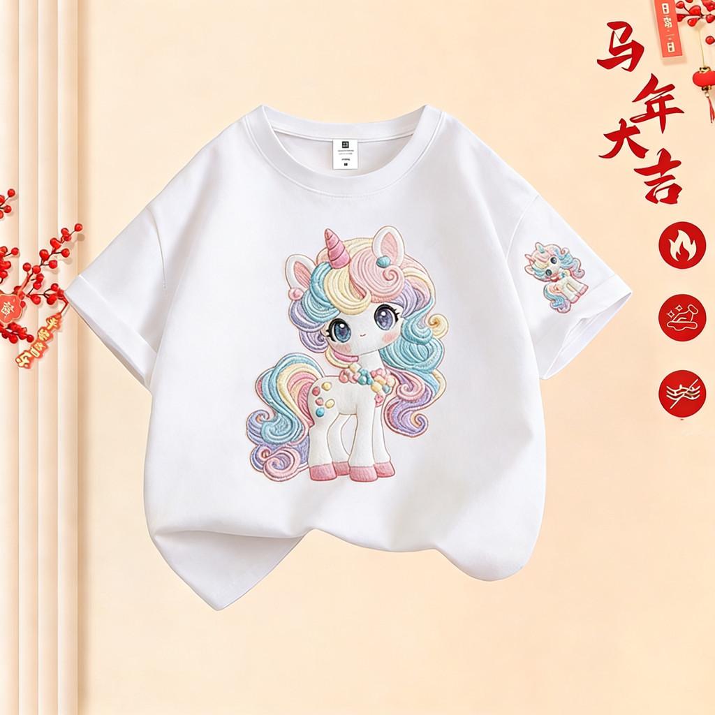 Short Sleeved Loose New Year Clothes, Horse Year T-shirt