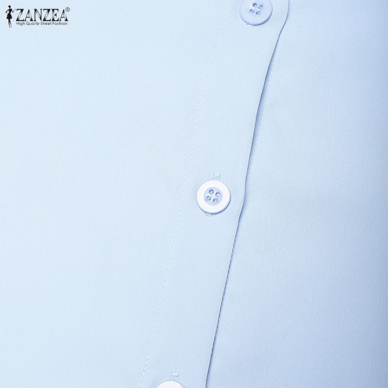 ZANZEA Women Casual Turn Down Collar Summer Short Sleeve Dress