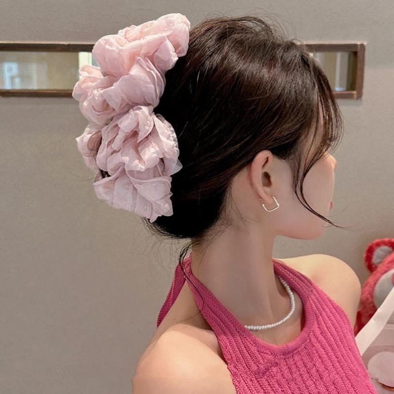 Tejido de Temperamento Elegante Pinza de Pelo de Burbuja Grande para Mujer Estilo Coreano Pinza de Tiburón para Cola de Caballo Pinza de Pelo de Chica de Moda Accesorio para el Cabello