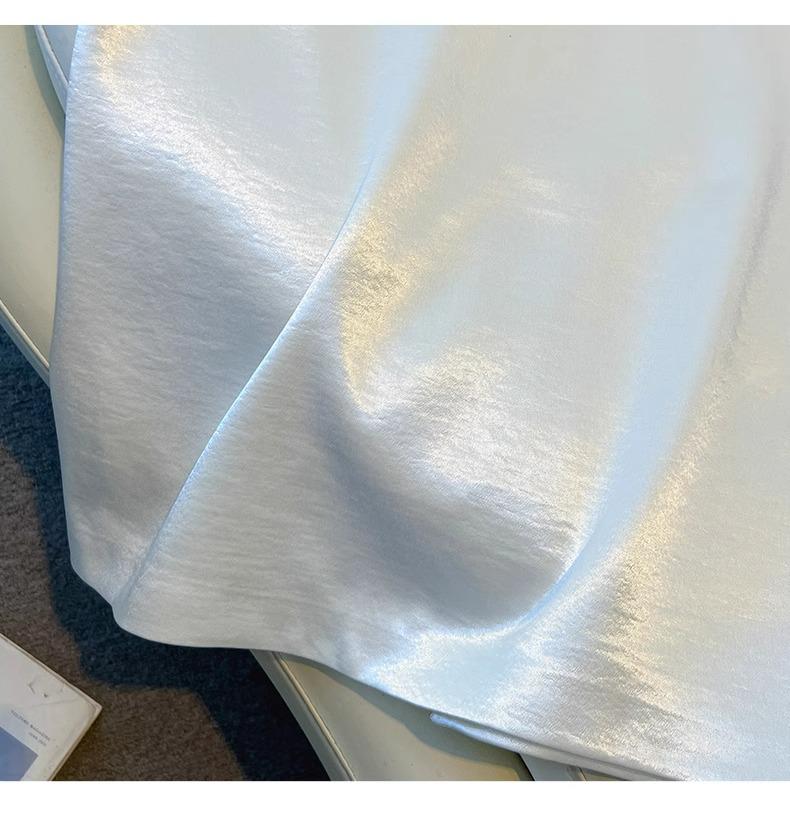 Women's High-End Black Satin A-Line Bodycon Midi Skirt - Spring/Autumn 2025