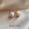 Hemisphere Red Polka Dot Pearl Stud Earrings Fashion Simple Earrings Natal Year Earrings