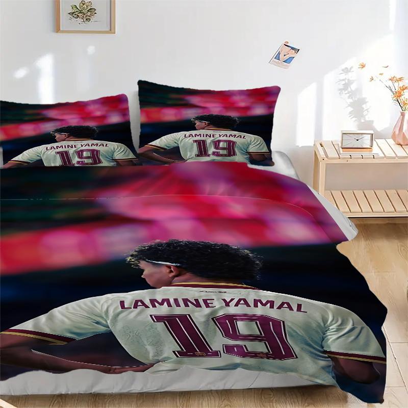 3Pcs Lamine Yamal'S Jersey Number Bedding Sets For All Sizes New 3D Printed Bed Cover Comforter Duvet Cover Pillowcase Bedroom Decoration