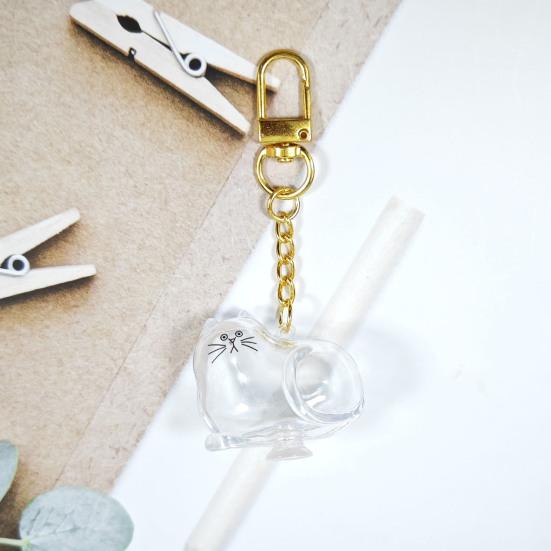 Cat Hair Storage Box Keychain Cat Memorial Pendant Transparent Pets Hair Capsule Portable Pet Souvenir Accessories Thoughtful Gift for Pet Lover