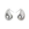 Exaggerated 3D Silver Water Drop Stud Earrings with S925 Silver Needle - Simple, Smooth, Irregular Design for Women