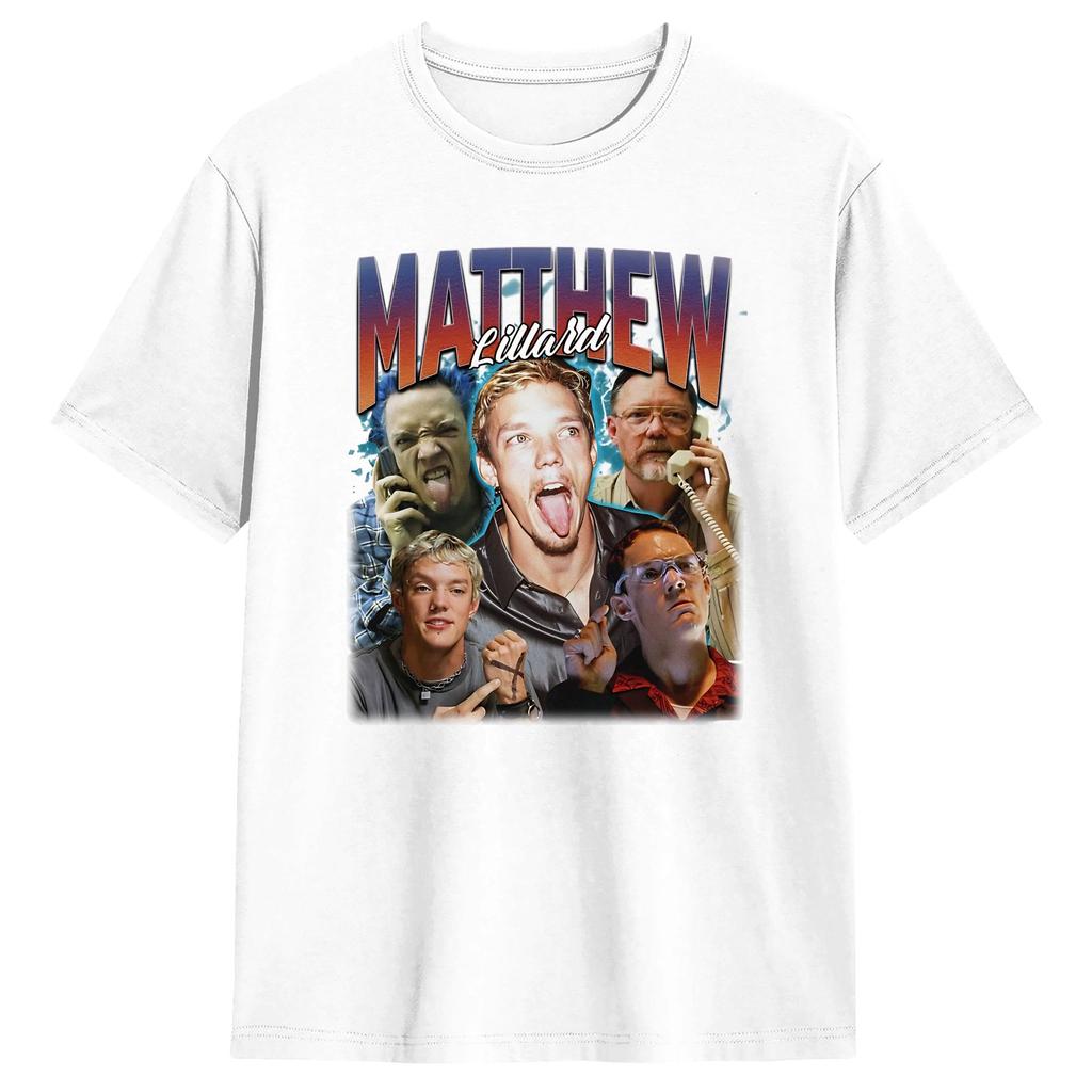 Oversize T-shirt Letni Matthew Lillard Koszulki Rekreacyjne Bawełniany T-shirt dla Unisex YK Zabawny Top z Krótkim Rękawem Koszulki