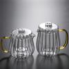 Heat Resistant Stripe Glass Teapot with Infuser Borosilicate Glass Tea Pot Stovetop Safe for Blooming Tea, Loose Leaf Tea