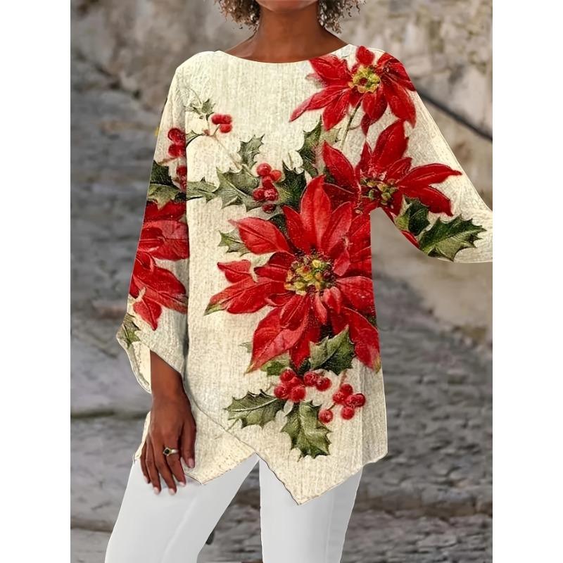 Round Neck long Sleeve Tunic Top