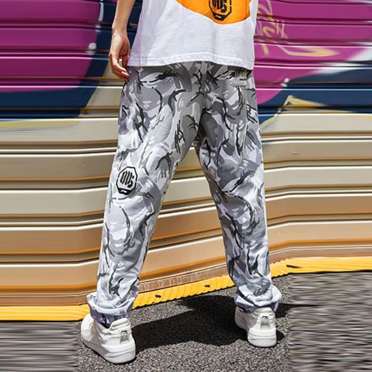 Li Ning X Aape Collaboration Badfive Basketball Series Tactical Theme Ape Head Print Loose Fit Cuffed Knit Sports Pants Men bottoms AKLR729-2