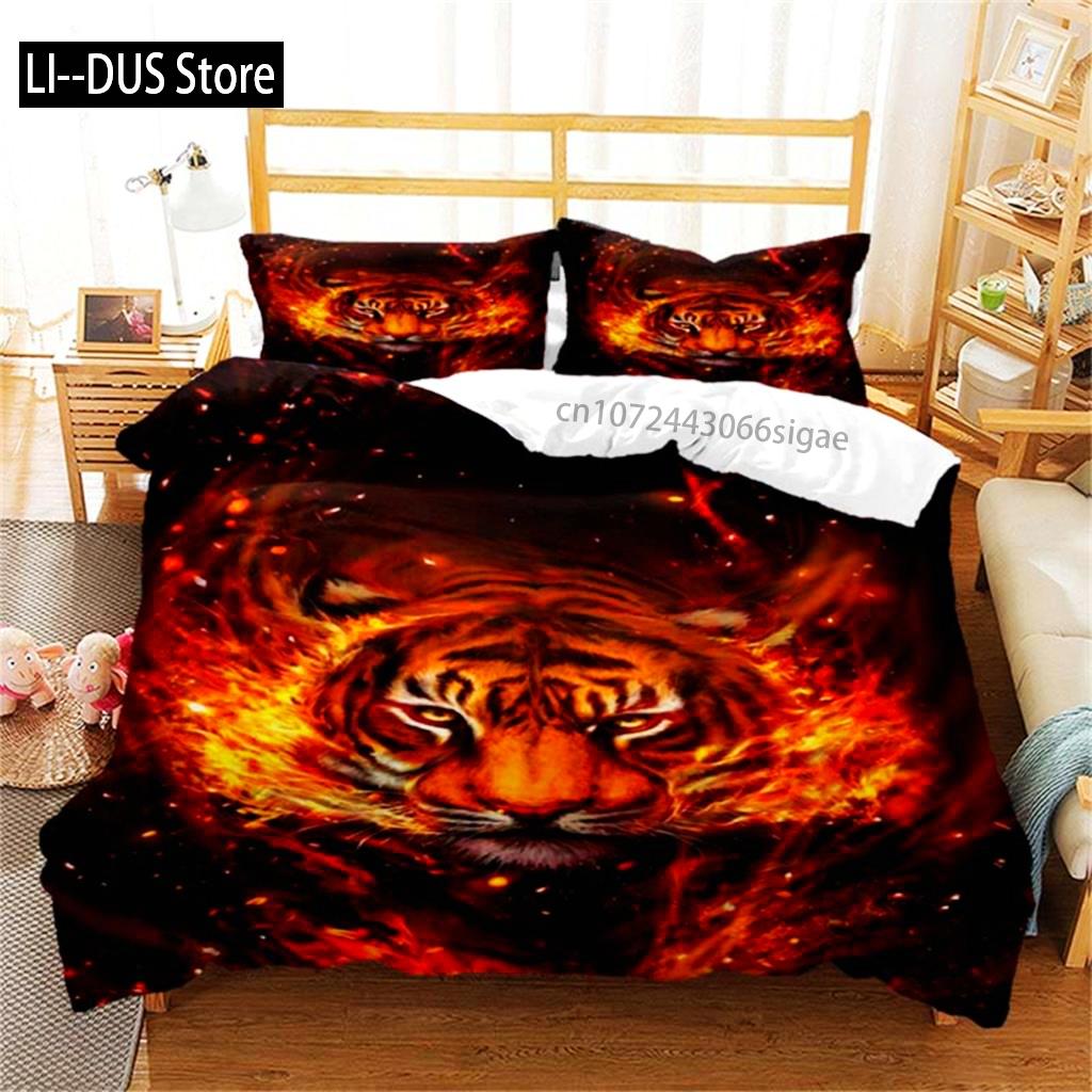 Comforter Tiger Soft Comforter Microfiber Animal Bedding Set Tiger Pattern For Room Decor Bedclothes Bedroom