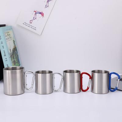 Double Coffee Cup Stainless Steel Outdoor Portable Mountaineering Buckle Handle Coffee Cup Milk Cup