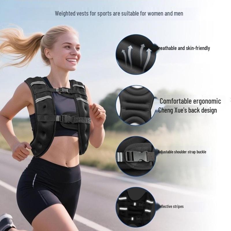 Adjustable Reflective Fitness Weighted Vest with Detachable Weights