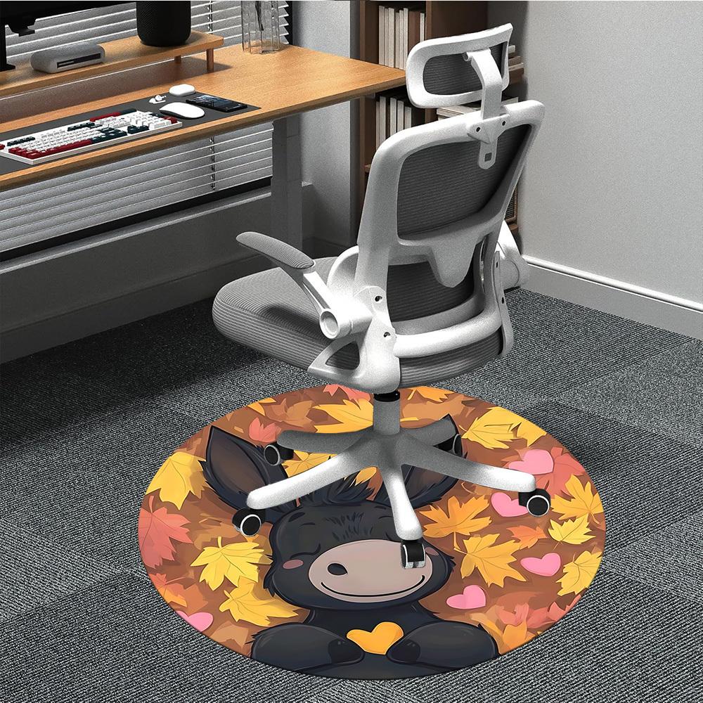 1pc Autumn Donkey Office Round Area Rug, Under Office Chairs Bedroom Living Room Home Decor, Room Deco, Available In Various Sizes