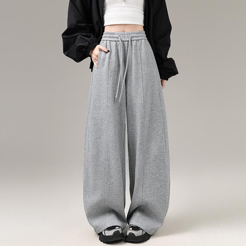 Spring 2026 Women's American-Style High-Waisted Curved Blade Sweatpants - Loose Fit, Wide-Leg, Casual Sports Trousers.