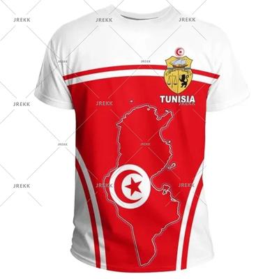 Tunisia National T-shirt For Men's Clothing Red Theme Print O Neck Short Sleeve T-shirts 2025 Summer Men Casual Sport Tee Top