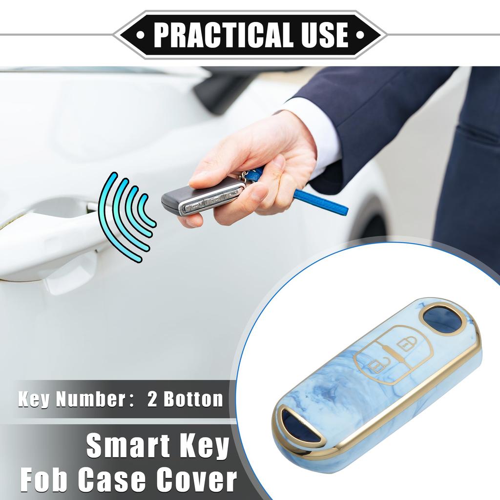A ABSOPRO Key Fob Cover for Mazda CX-3 CX-4 2 Button Porcelain Pattern Fashion
