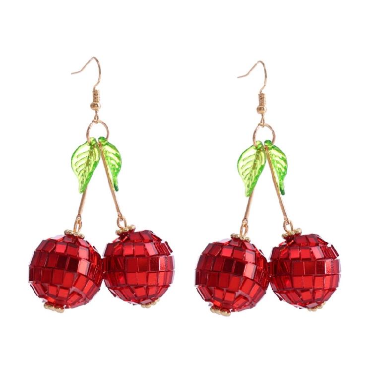 Handmade Cherry Fruit Earrings Suitable for Female Girls and Teenagers Light