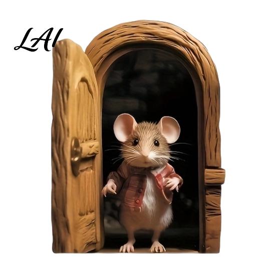 Cute Animal Wall Decor Christmas Mouse Break‑Through Decals 3D Hole Self‑Adhesive Removable PVC Art Stickers DIY for Living Room Entryway