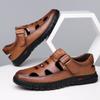 Fashion Summer Men Sandals Breathable Casual Sandals Hollow Out Beach Shoes Men's Non-slip Driving Shoes Office Business Leather Sandals