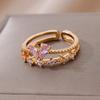 Vintage Zircon Heart Rings for Women Stainless Steel Gold Color Wedding Adjustable Rings Female Aesthetic Zircon Anillos Mujer