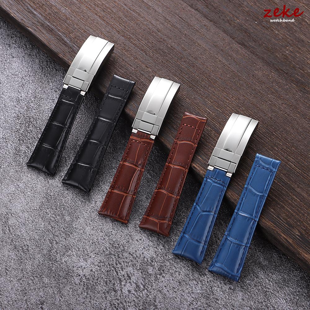 20mm Genuine Leather Watch Band for Rolex Water Ghost SUBMARINER Yacht-Master DAYTONA GMT Slub Cowhide Straps Watch Accessories