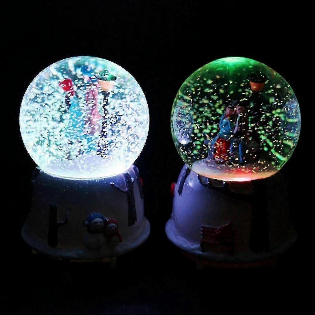 Romantic Lover Musical Snow Globe LED Couple Crystal Ball Music Box Automatic Snow Spraying Sky City Music Box Valentine S Giftc 25-26sZZ57 S06