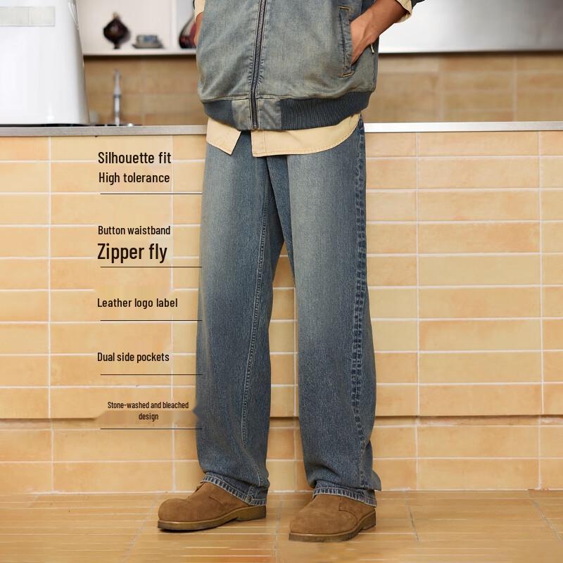 JACK&JONES Men's Tapered Multi-Pocket Washed Denim Jeans