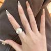 Cool Punk Ring Gold Color Beads Transparent Resin Acrylic Square Rings Women Ins Party Friends Gift Trendy Jewelry Hip Hop Rings