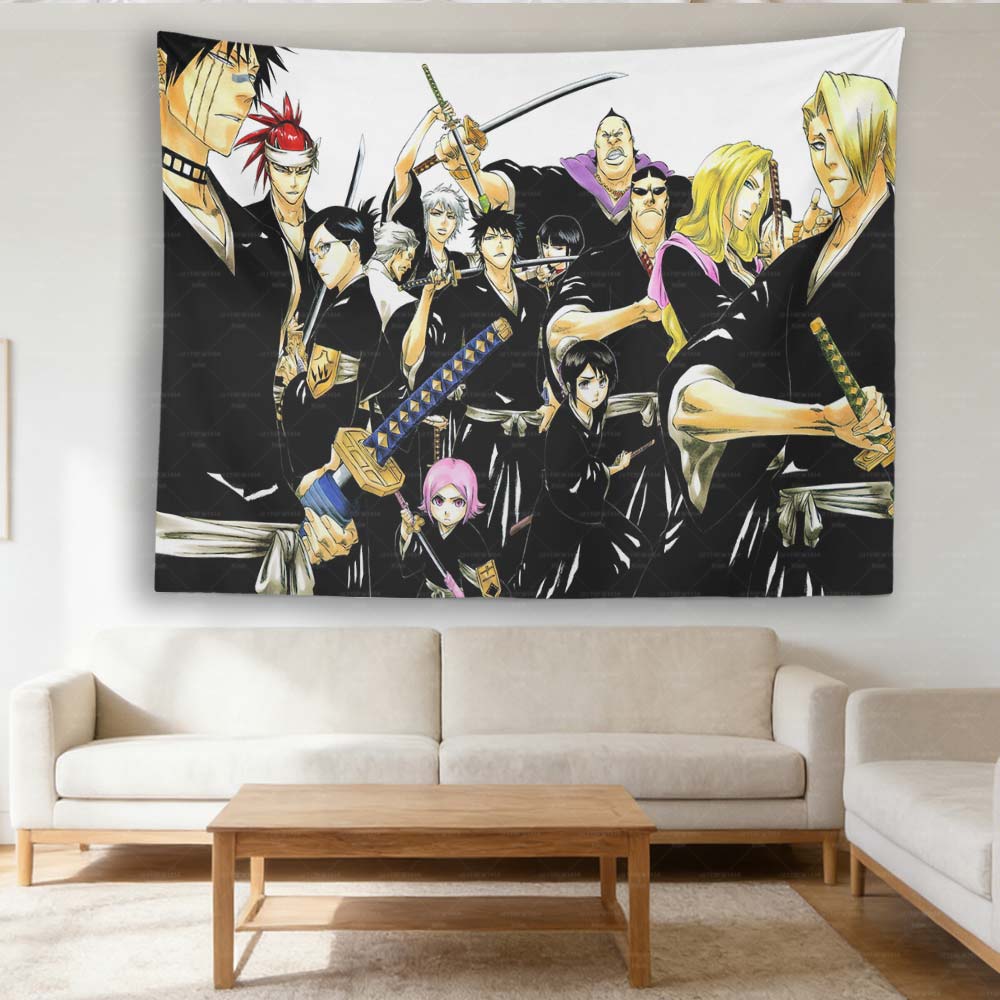 Bleach Anime Tapestry Ichigo KKurosaki Wall Hanging Aesthetic Bedroom Dorm Manga Decor