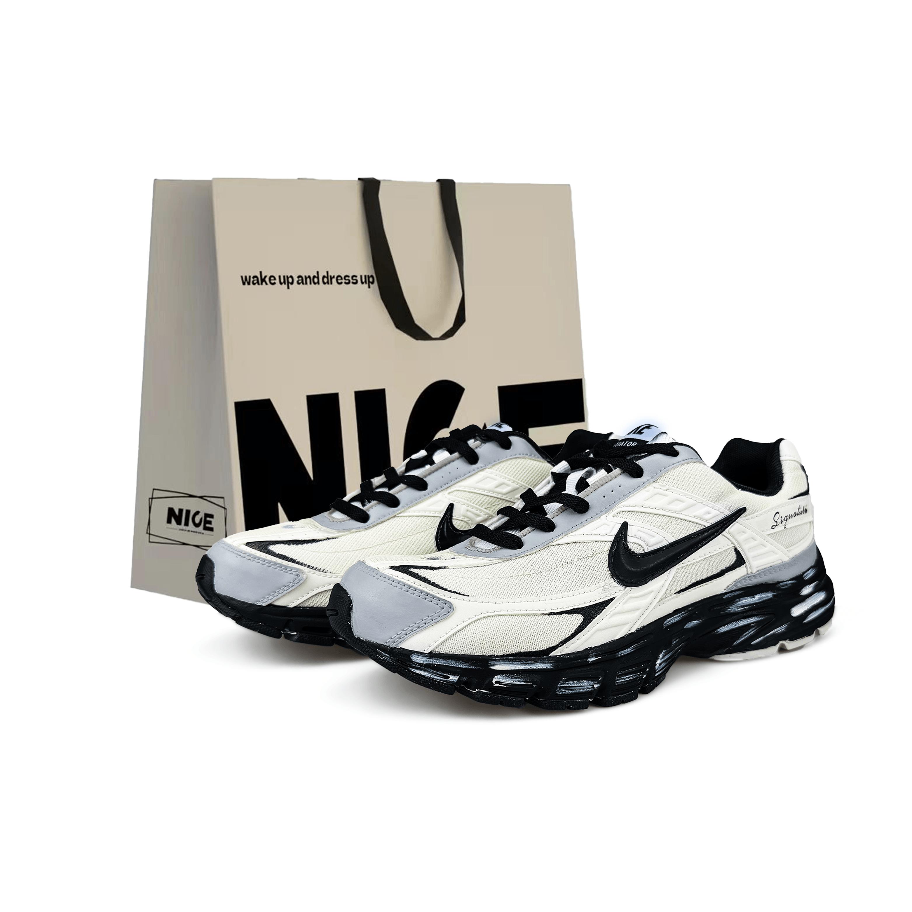 

Nike Initiator Cushioning Breathable Support Low top Casual City Commuting Running Shoes Unisex Black White 394055-100(Team1455-LD) 44