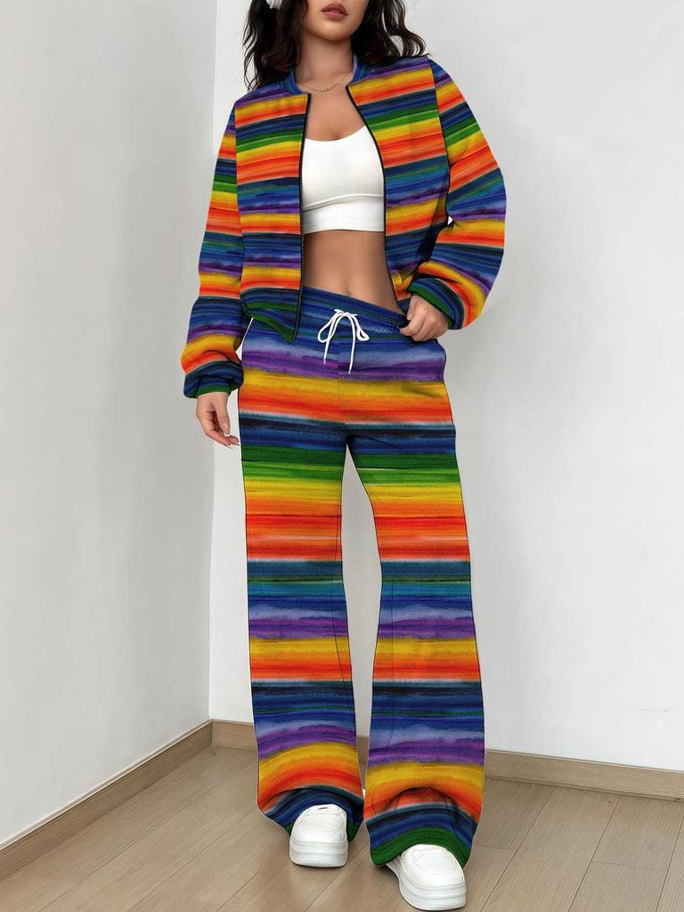Gradual Change Autumn and Winter New European and American Women's Clothing Tie-dye Printing Suit Women