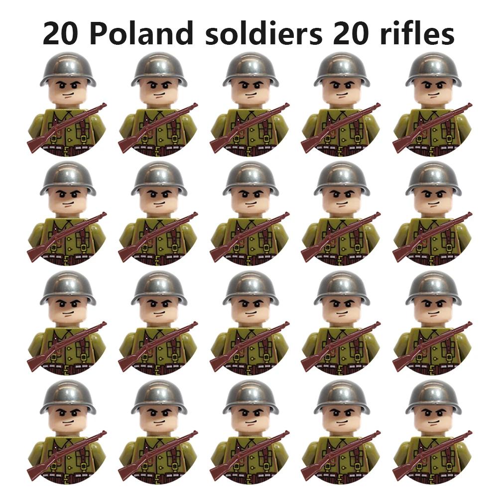 20Pcs/Set WW2 Military Soldier Array Soviet US UK France Japan Canada Italy China Building Blocks Action Figure Bricks Kids Toy