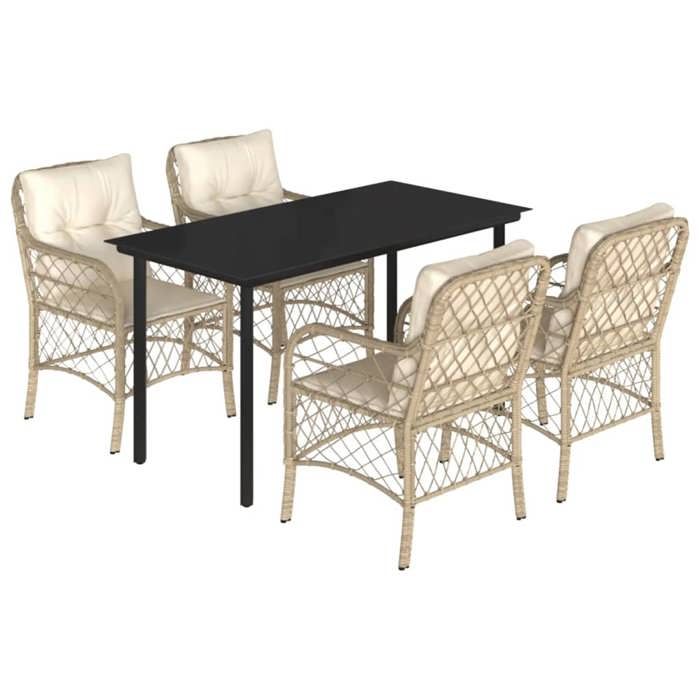 VidaXL Garden Dining Set with Cushions 5 Pcs, Patio Table and Chairs, Outdoor Furniture Terrace, Modern, 3212147