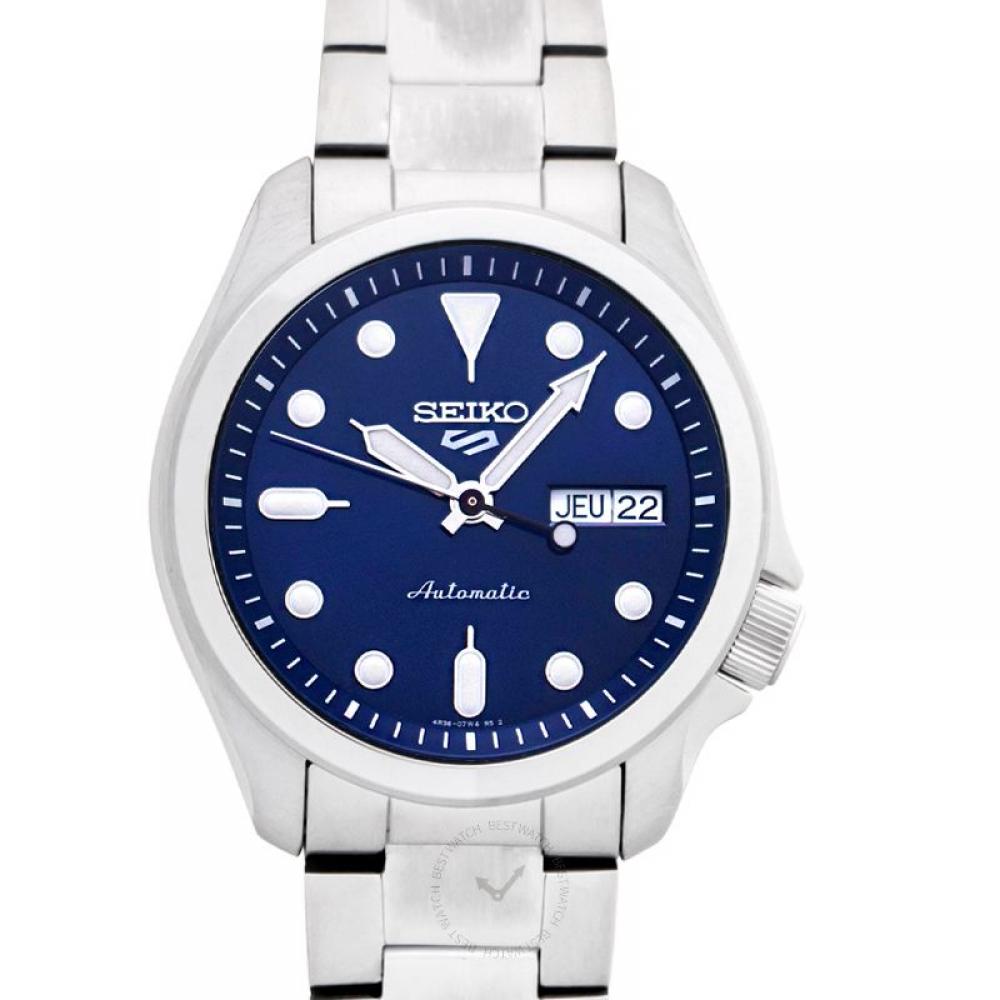 

Seiko 5 Спортивные автоматические мужские часы из нержавеющей стали с черным циферблатом