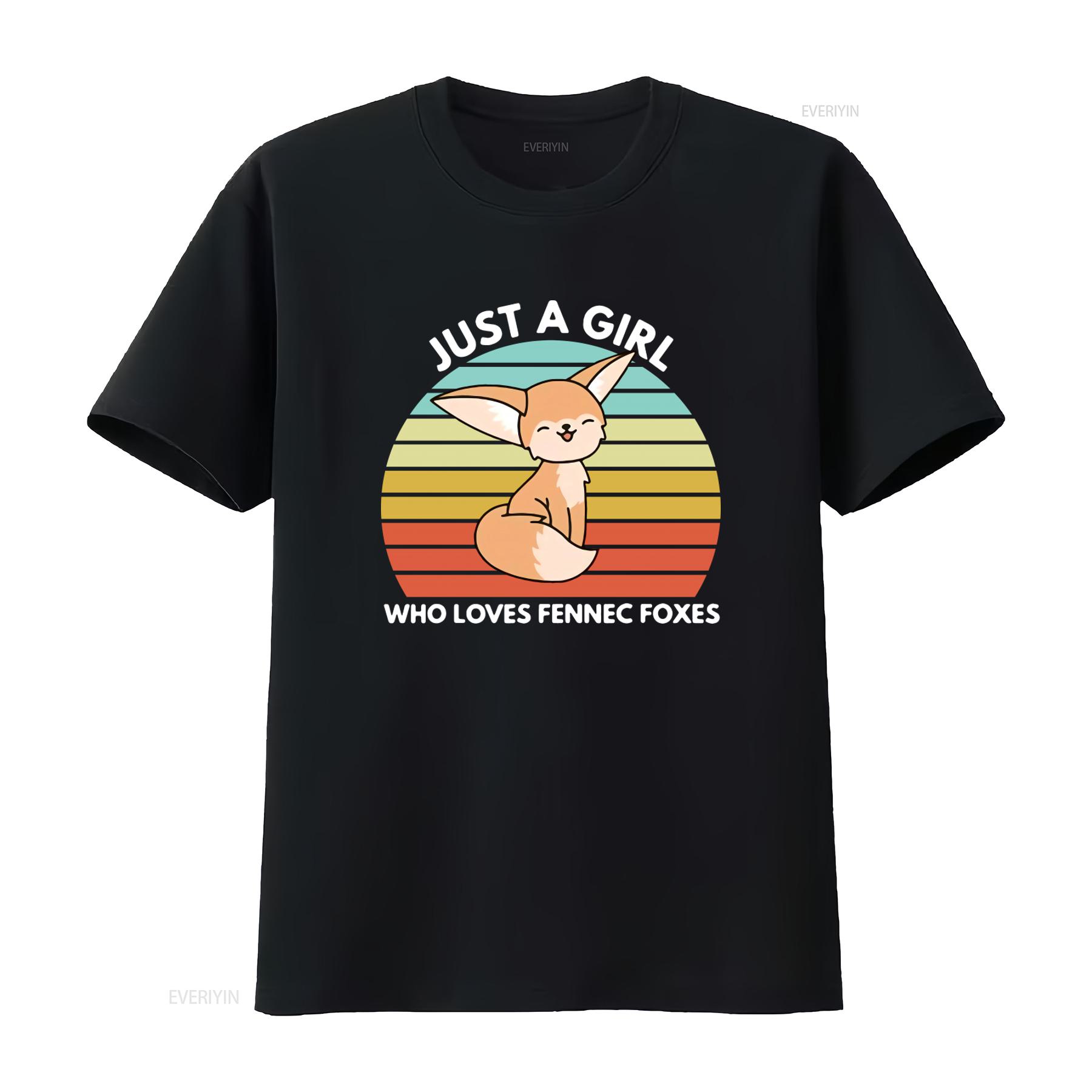 

Rare Just A Girl Who Loves Fennec Foxes Cute Fox T shirt Trendy Harajuku Style Comfortable vintage Washed Stretched Versatile 4XL