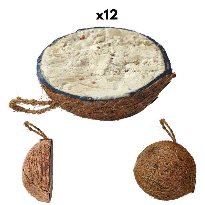 Nourriture pour oiseaux sauvages, 12 demi-noix de coco, alimentation complète