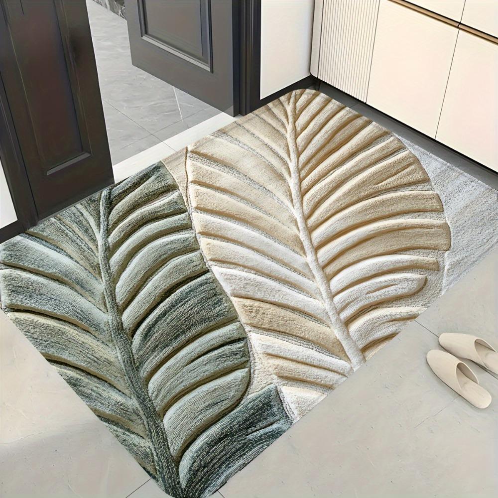 3D Tropical Leaf Print Doormat Non Slip Washable Bath Mat Modern Fashionable Bathroom Rug Home Decor 1PC