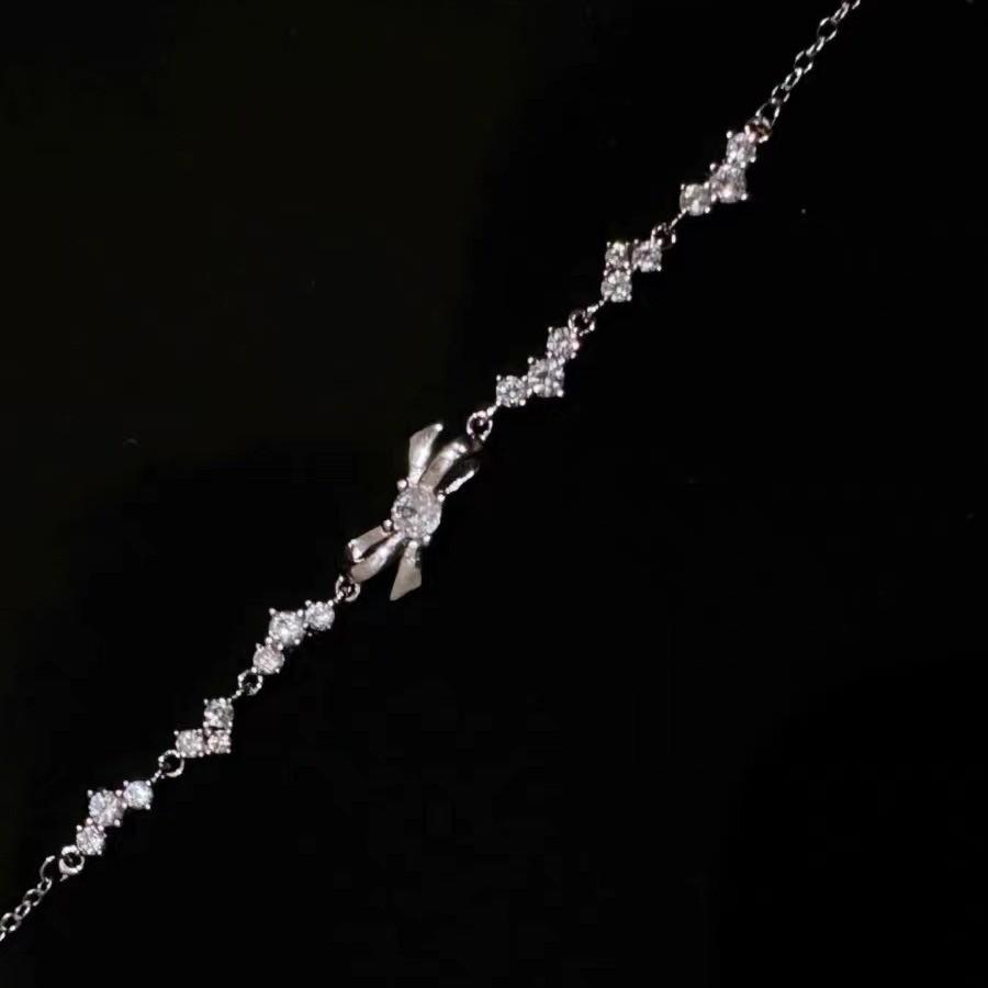 Bracelet Bowknot Highend For Women Summer Geometric Copper Jewelry Rhinestones With