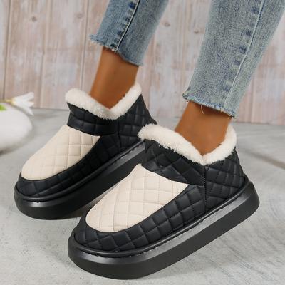 Bottes pour femmes Nouvelles chaussures d'hiver à plateforme Peluche épaissie Bottes de neige pour femmes Chaussures confortables À enfiler Décontracté Chaud Mocassins pour femmes Bottes plates