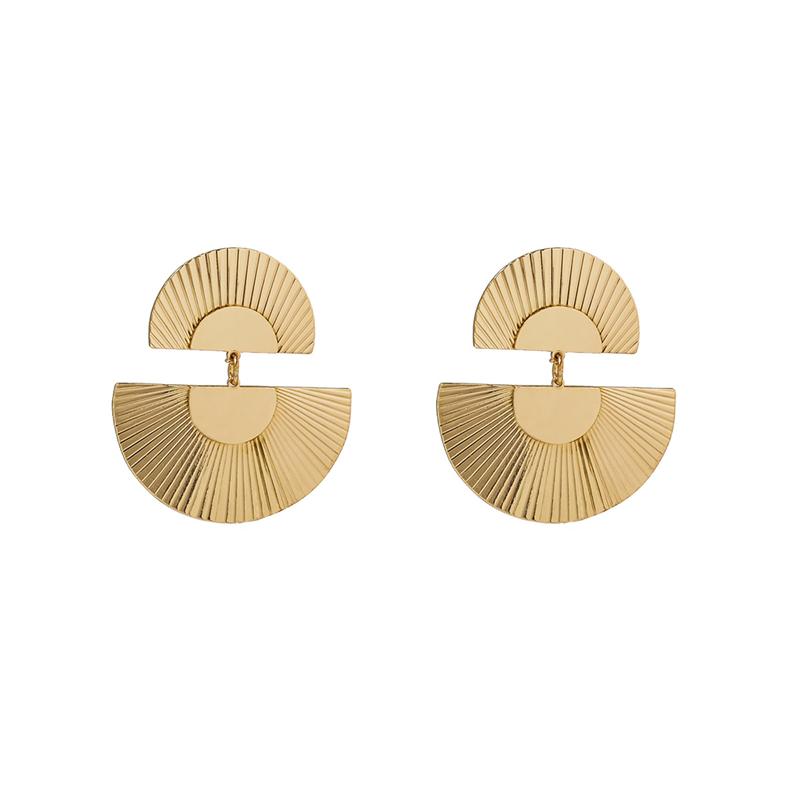 Double-layers Fan Shape Women's Hanging Earrings Uneven Semicircular Pendants Drop Earrings Hyperbole Ear Jewelry 2026 New