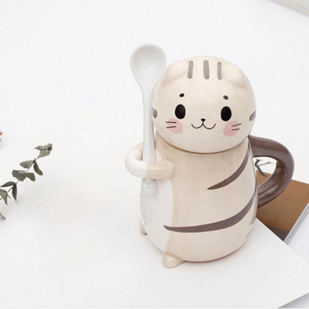 With Spoon Hand Painted Mug Ceramic Coffee Pots Creative Milk Tea Cups  Kitchen