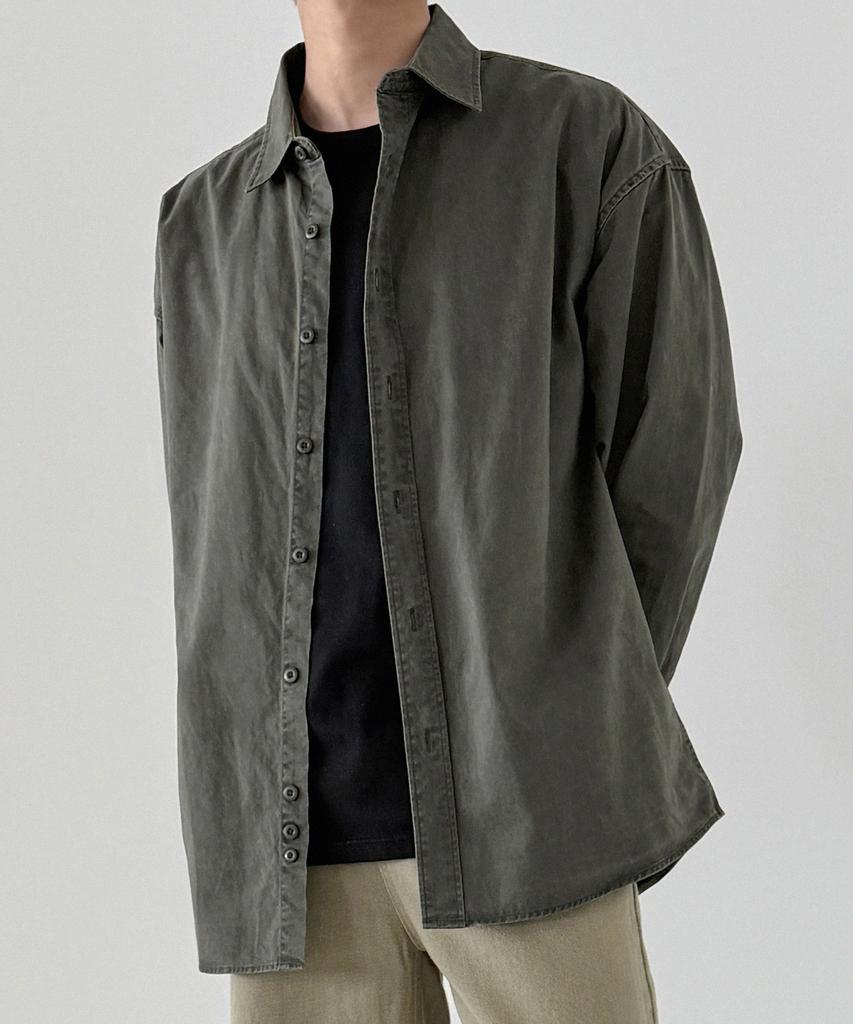 ORIGINALDAY Vintage Oversized Pigment Washed Shirt Khaki