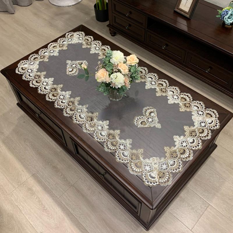 Tablecloth Rectangle Table Cloth European Embroidered Coffee Table Cover Table Western Tea flower Solid Color Fabric Lace Book for Home