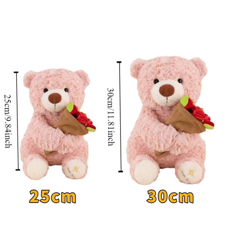 Romantic Holding Flowers Bear Doll Detachable Bear Wear Rose Hat Bouquet Bear Doll Birthday