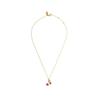 COACH Cherry Pattern Girl Pendant Copper Necklace Women's Gold