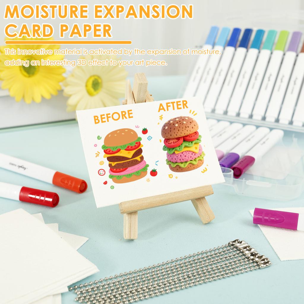 Magic Puffy Paint Painting Kit with Marker Beaded Chain 3D Fluffy Paint Paper DIY Kit for Making Card Poster DIY Craft Painting