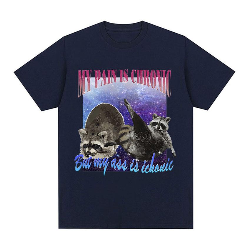 My Pain Is Chronic But My Ass Is Iconic Meme T Shirt Funny Sad Opossum Graphic TShirt Mens Women Fashion Cotton Oversized Tees S