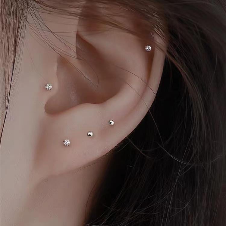 S999 Sterling Silver Mini Zircon Stud Earrings - Simple & Versatile for Summer.